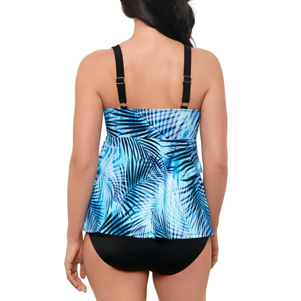 Swim Solutions Womens Size 18 Tummy Control Printed Fauxkini One-Piece Swimsuit - Picture 3 of 12
